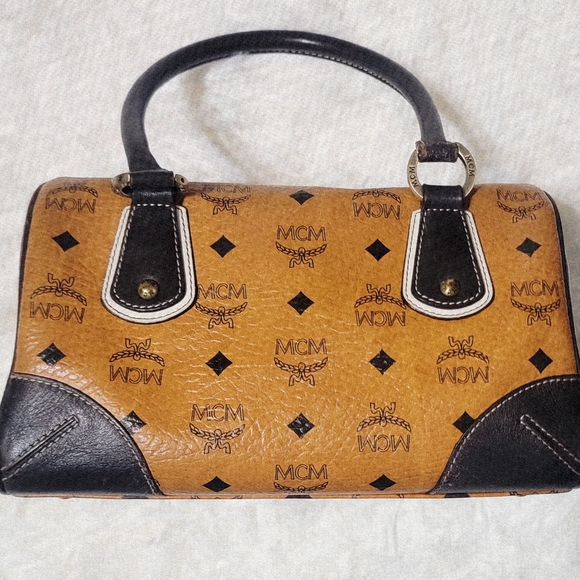 MCM Cognac and Black Satchel - Picture 5 of 6